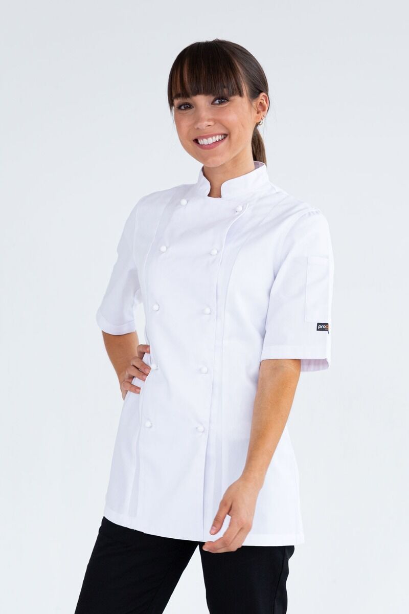 Pro Ladies White Jacket Large Size14 Short Sleeve | Chefs Essentials